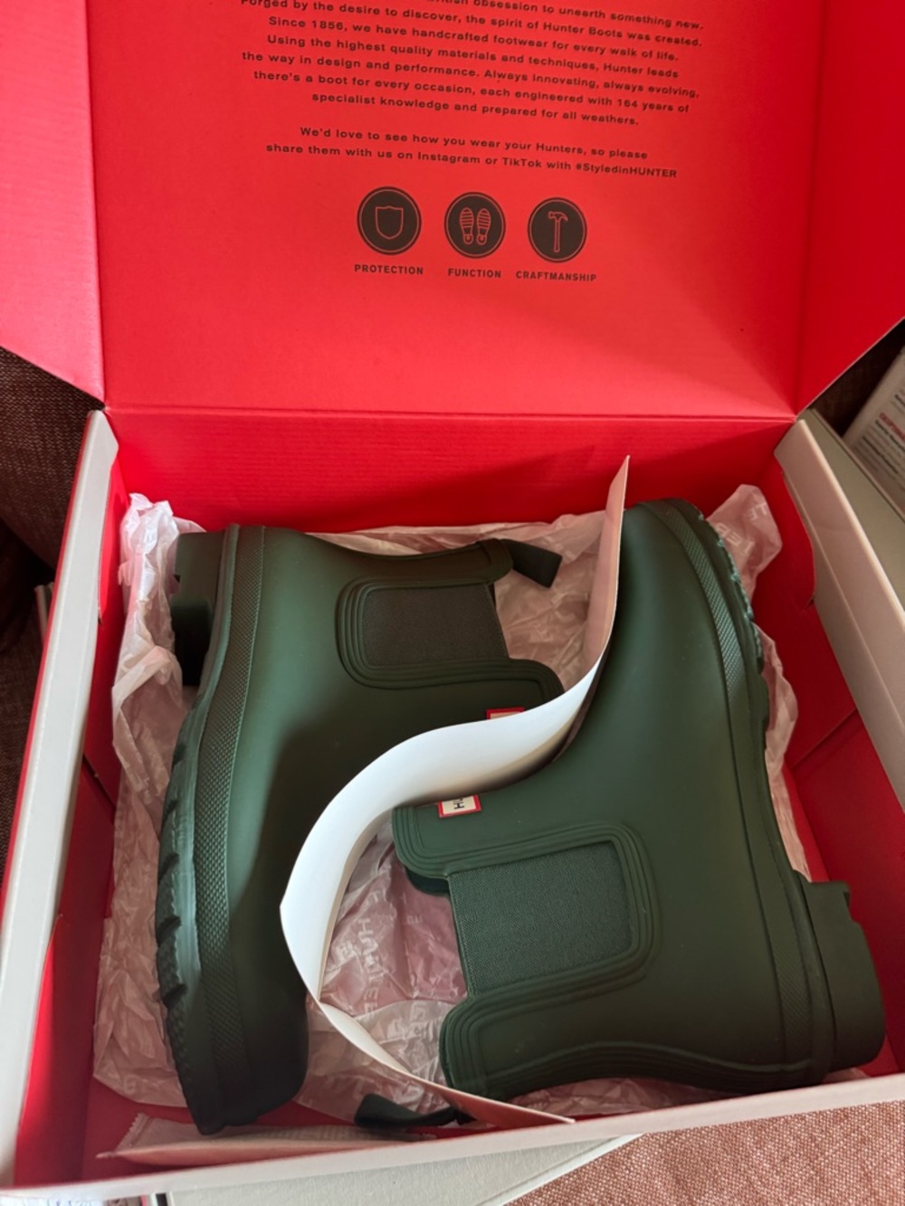 Original Chelsea Rain boot Hunter Green Women US9 EUR40/41